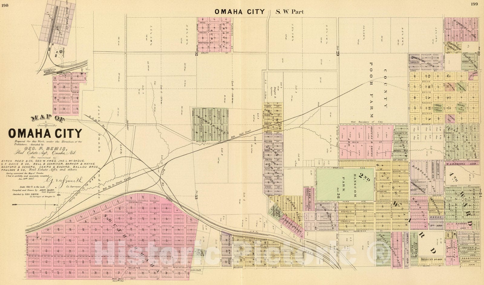 Historic Map : 1885 Omaha SW. - Vintage Wall Art