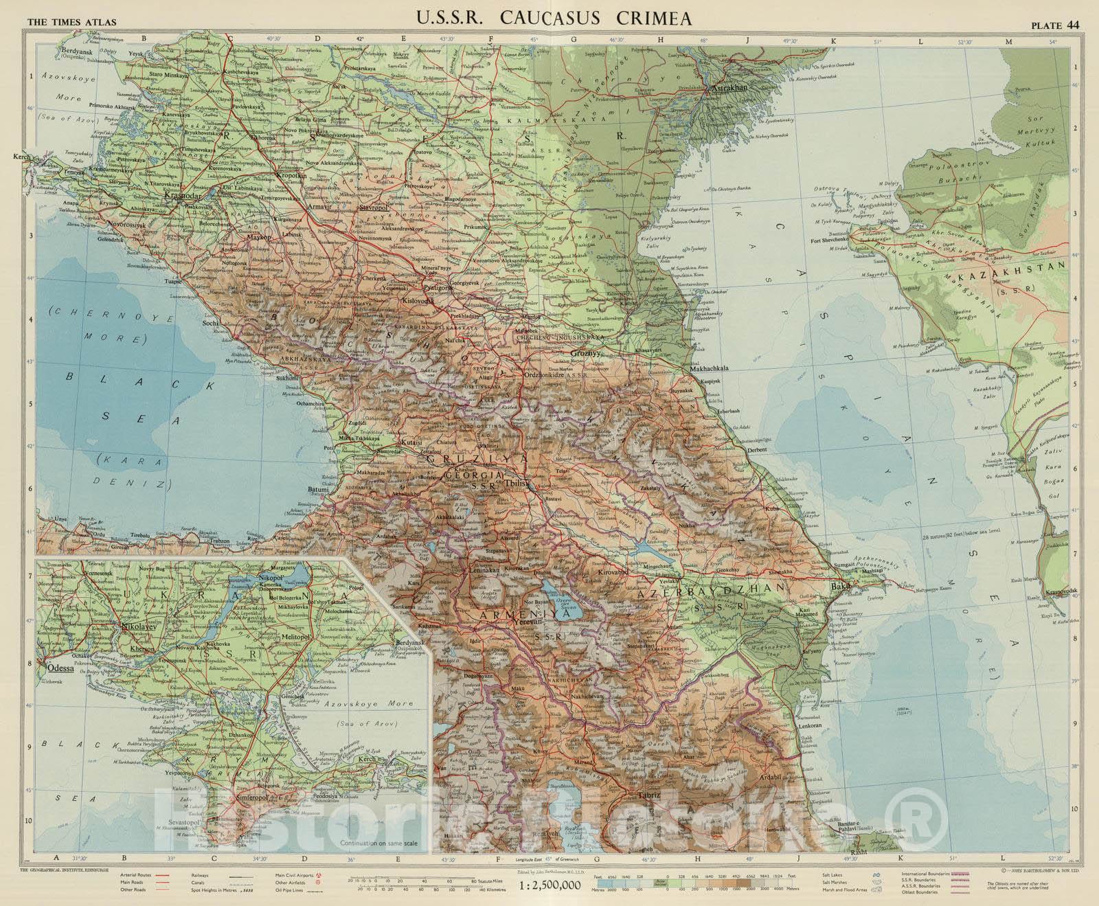 Historic Map : 1959 U.S.S.R. Caucasus, Crimea. Plate 44, V. II - Vintage Wall Art