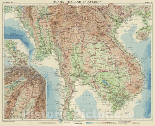 Historic Map : 1958 Burma Thailand Indo-China. Plate 24, v.1 - Vintage Wall Art