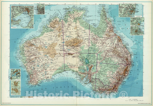 Historic Map : 1952 Australia. - Vintage Wall Art