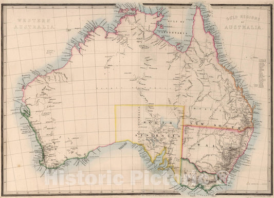 Historic Map : 1864 Composite: Australia Eastern Division, and Western Division - Vintage Wall Art