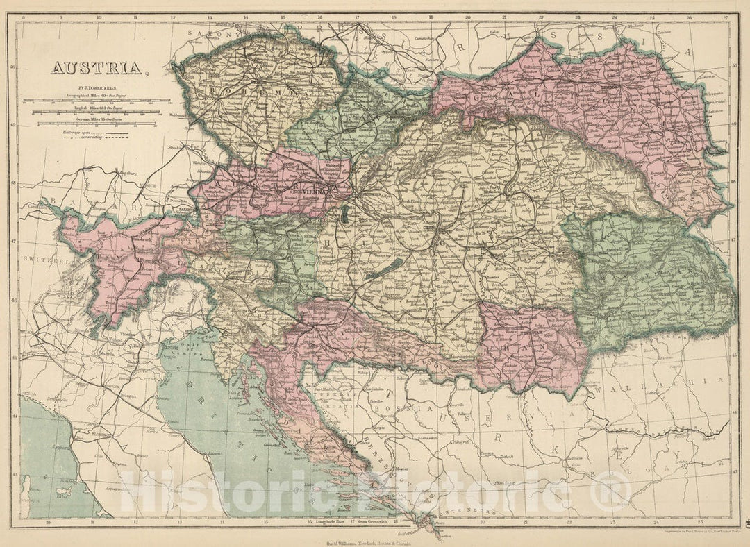 Historic Map : 1873 Austria : Vintage Wall Art