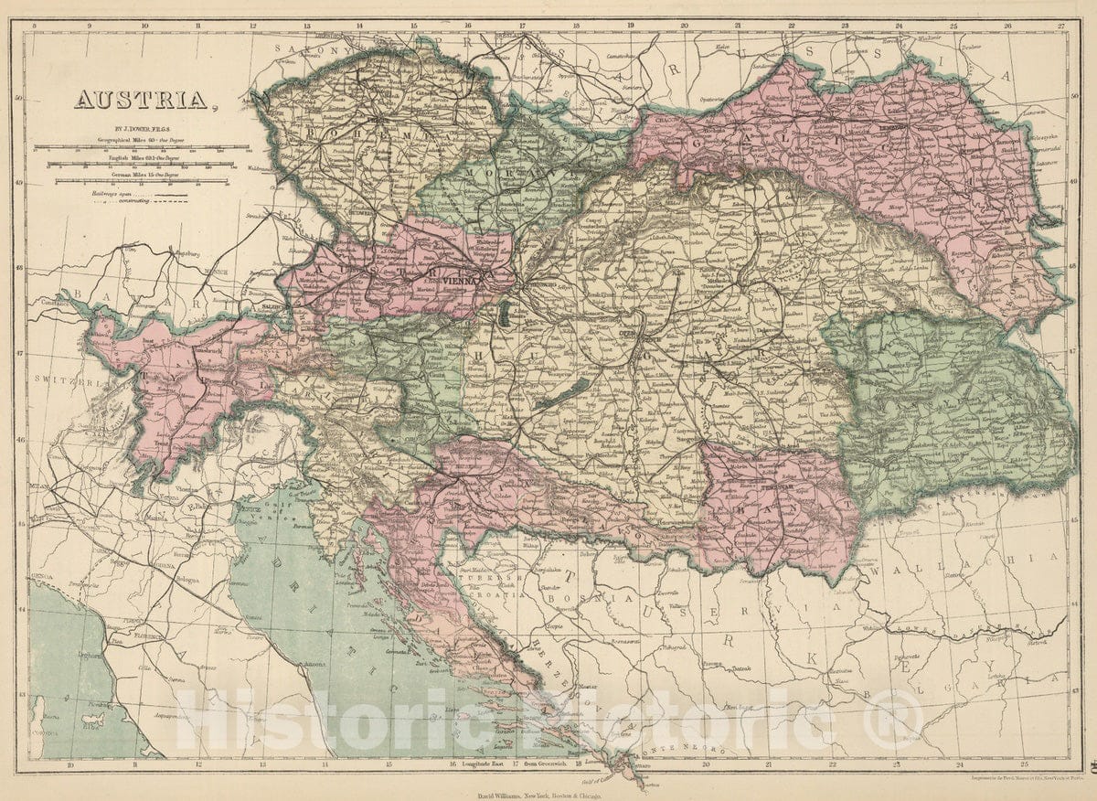 Historic Map : 1873 Austria : Vintage Wall Art