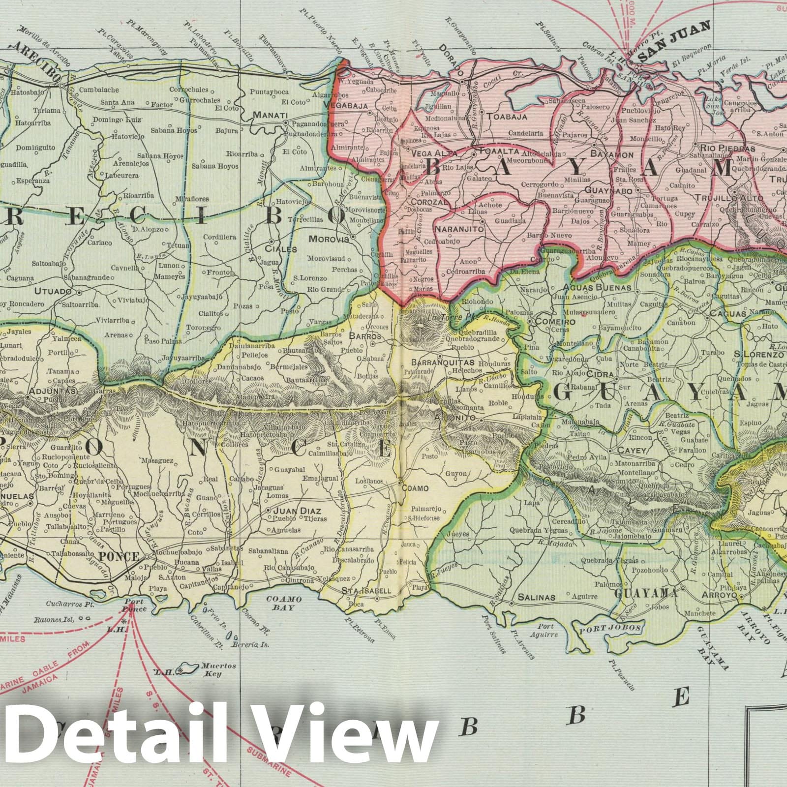 Puerto Rico - Railroad Map, 1901 - Historical Map Print