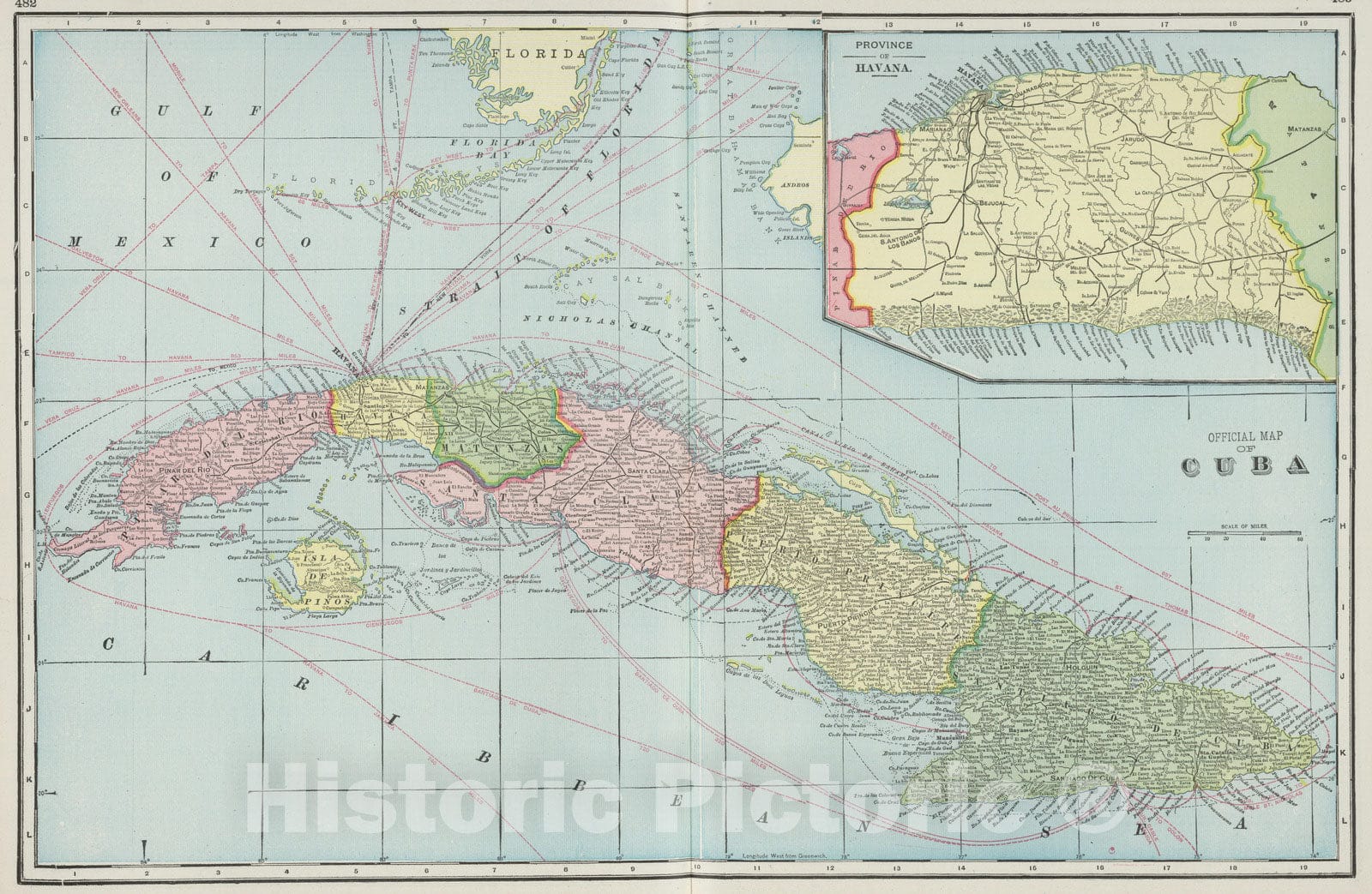 Cuba - Railroad Map, 1901 - Historical Map Print