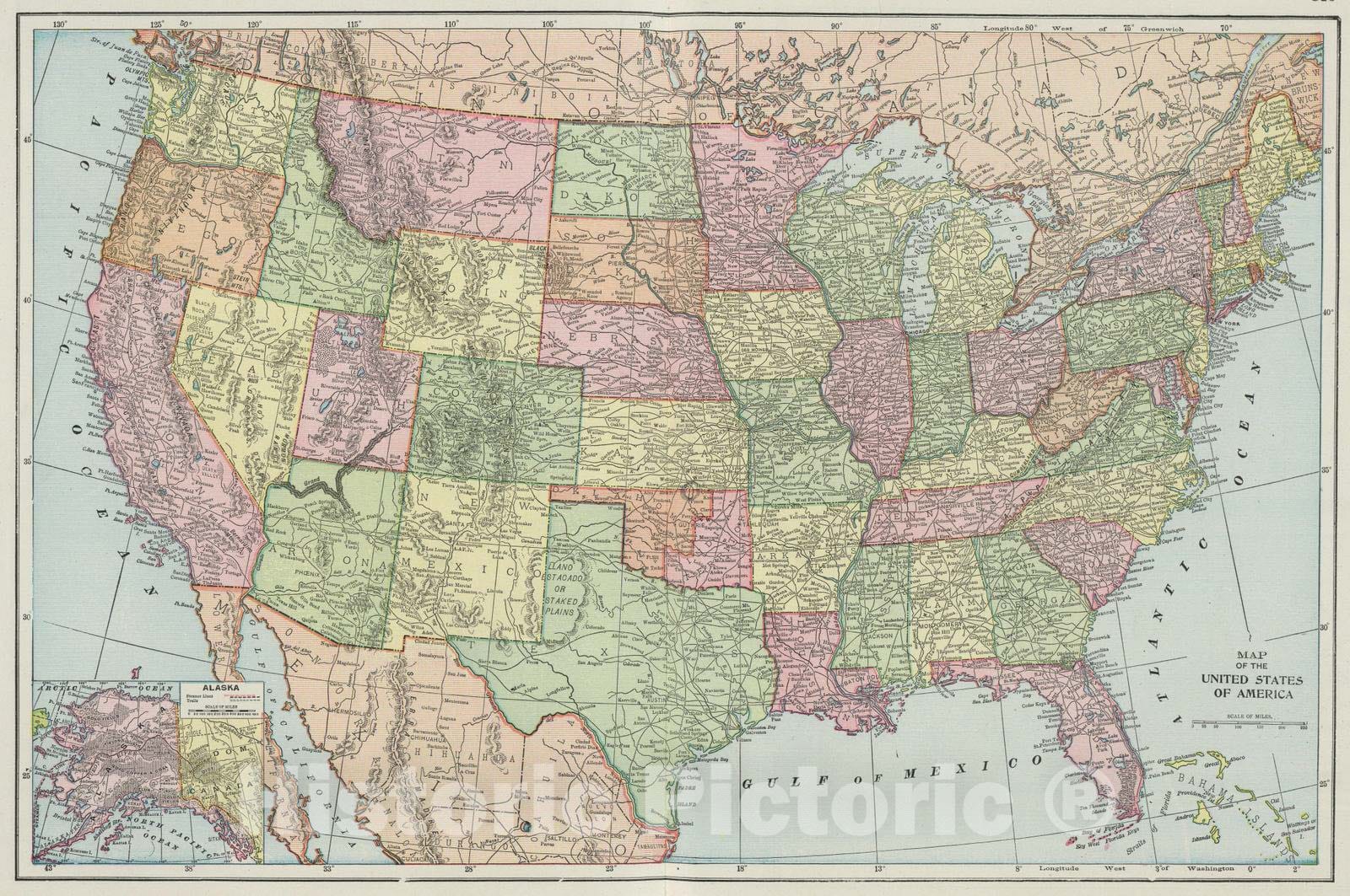 Historic Map : 1901 United States. v1 - Vintage Wall Art