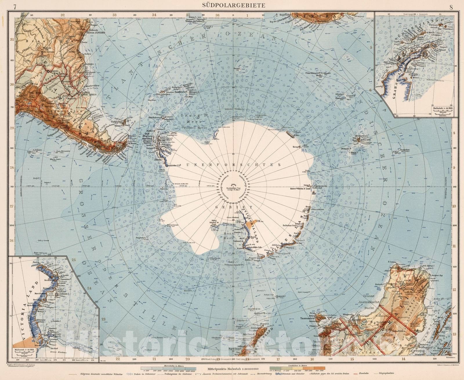 Historic Map : 1905 Sudpolargebiete - Vintage Wall Art