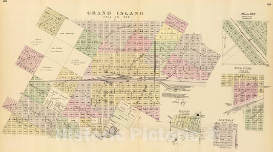Historic Map : 1885 Grand Island. - Vintage Wall Art