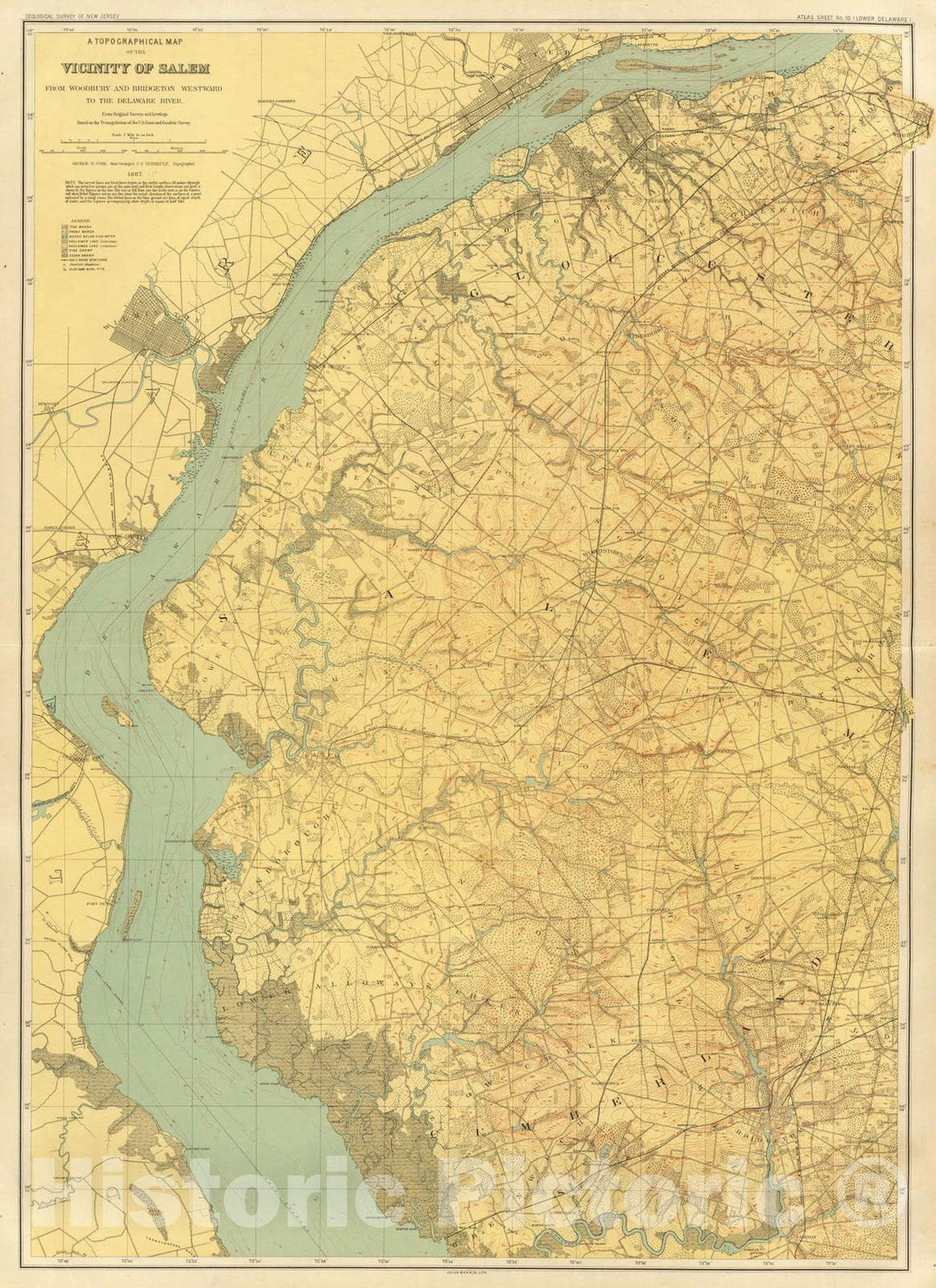 Historic Map : 1888 10 Lower Delaware. - Vintage Wall Art