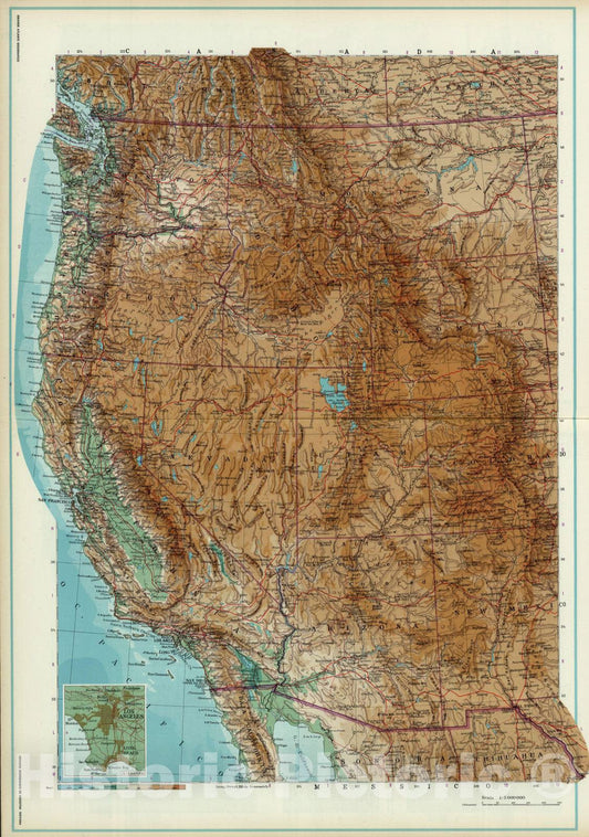 Historic Map : 1952 Western United States. - Vintage Wall Art