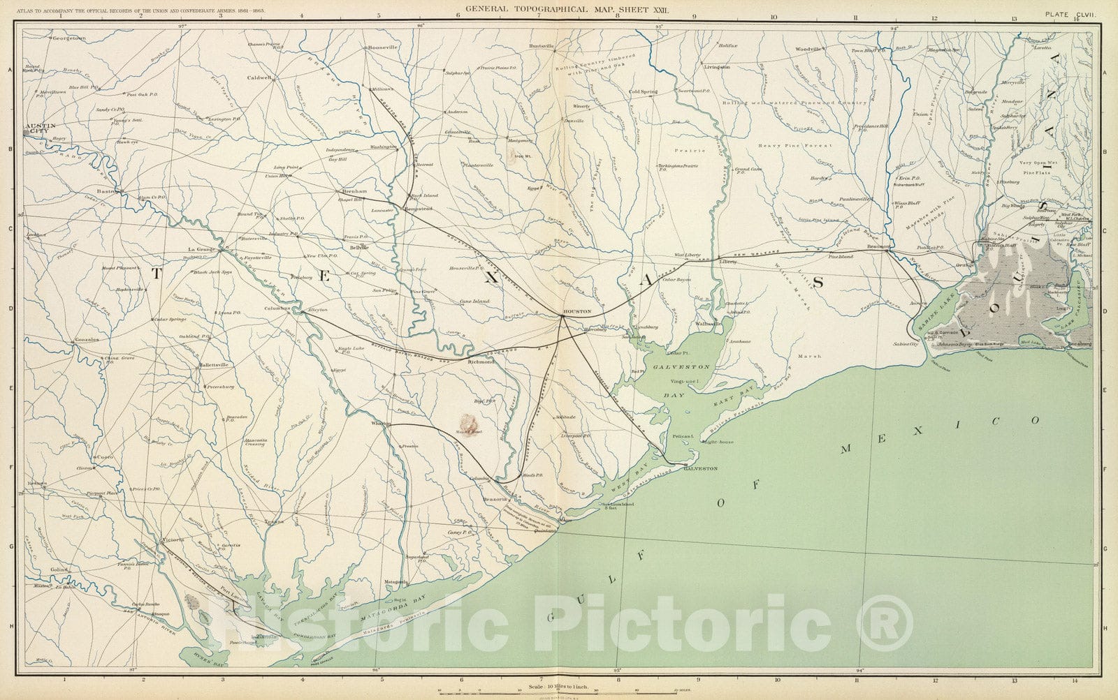 Historic Map : Louisiana, 1895 Gen. map XXII. , Vintage Wall Art