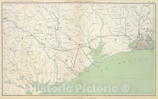 Historic Map : Louisiana, 1895 Gen. map XXII. , Vintage Wall Art