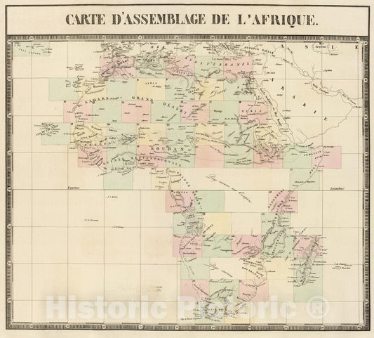 Historic Map : 1827 Carte d'assemblage de l'Afrique. - Vintage Wall Art