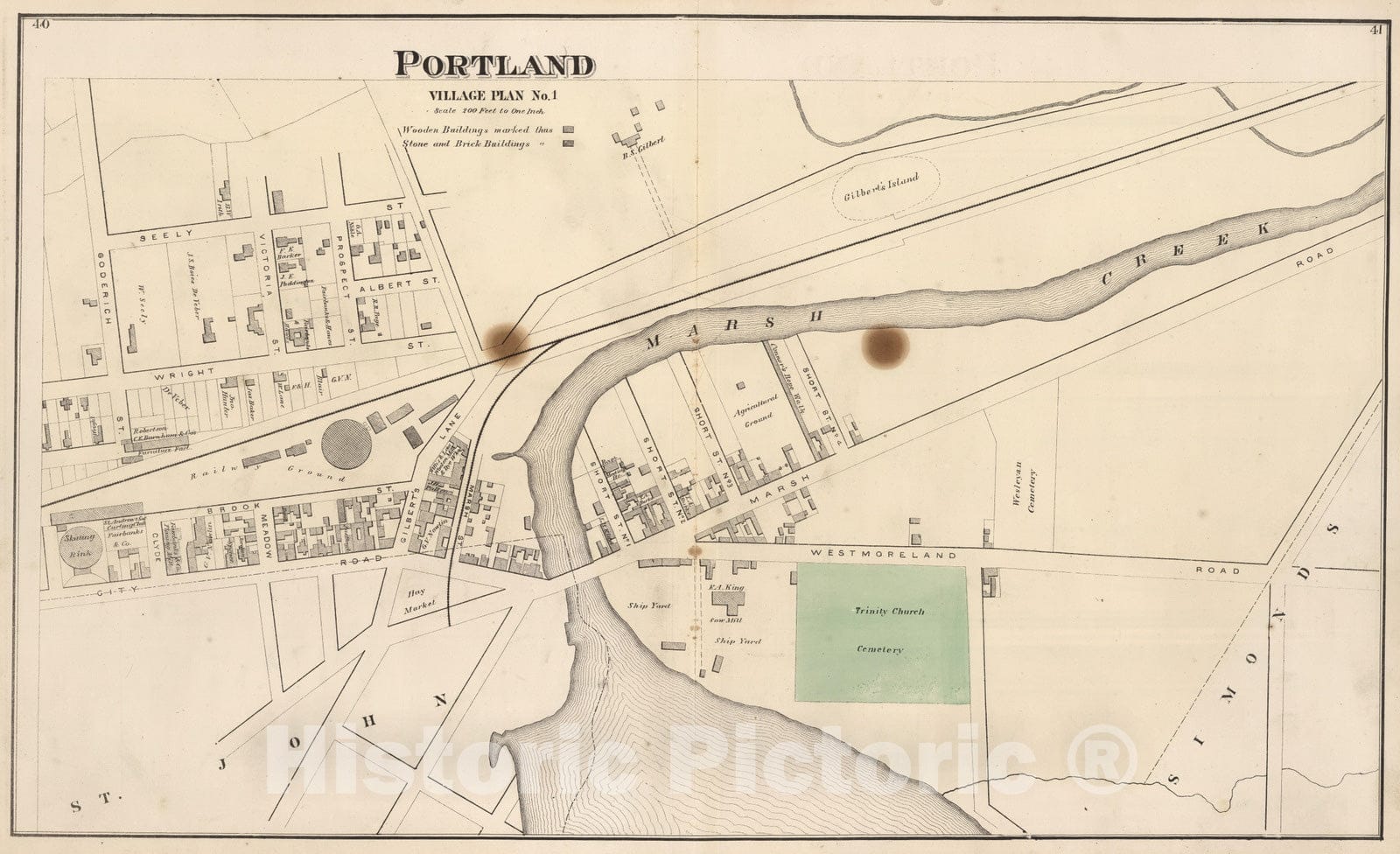 Historic Map : 1875 Portland, Village Plan No. 1. (New Brunswick). - Vintage Wall Art