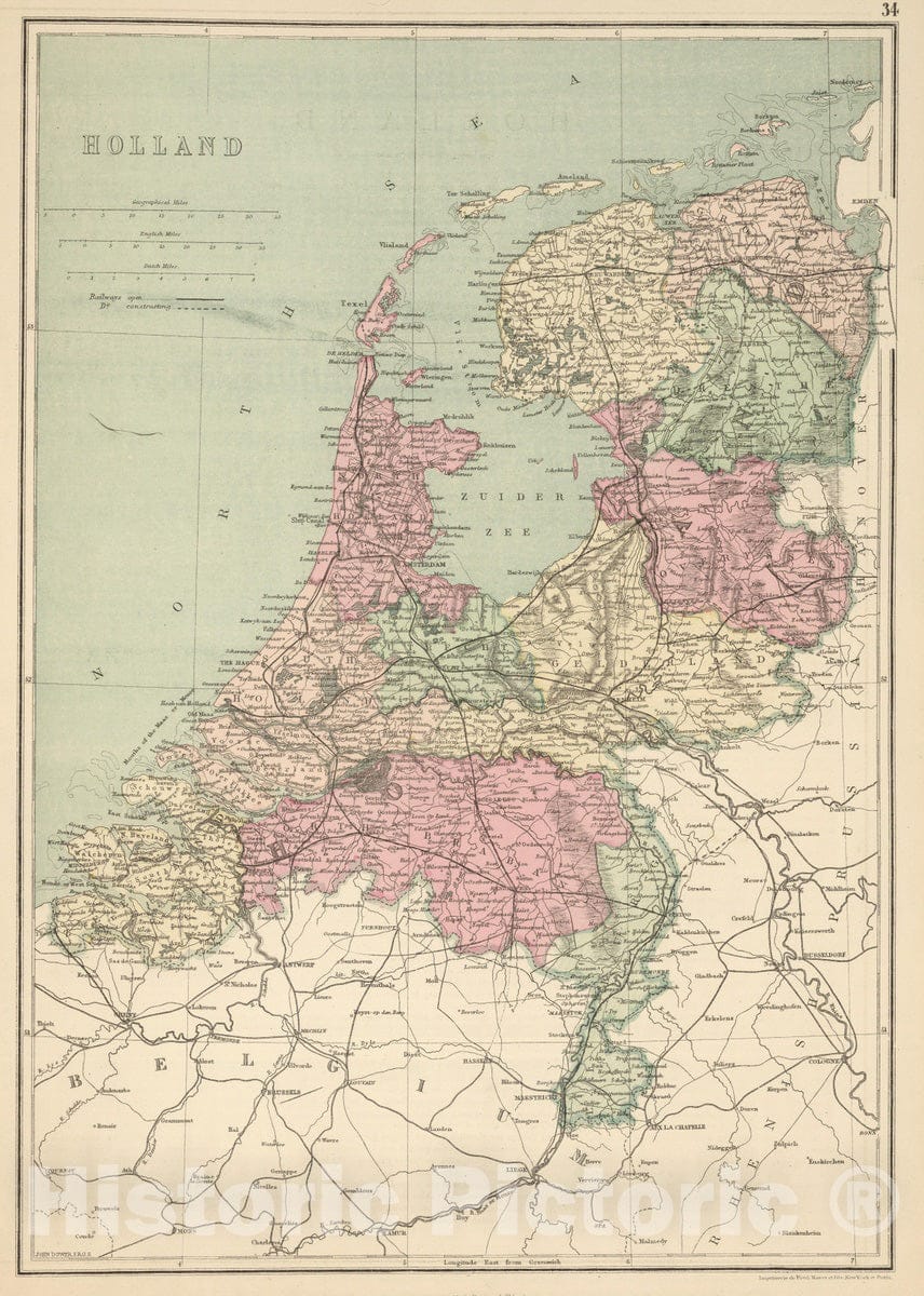 Historic Map : 1873 Holland : Vintage Wall Art