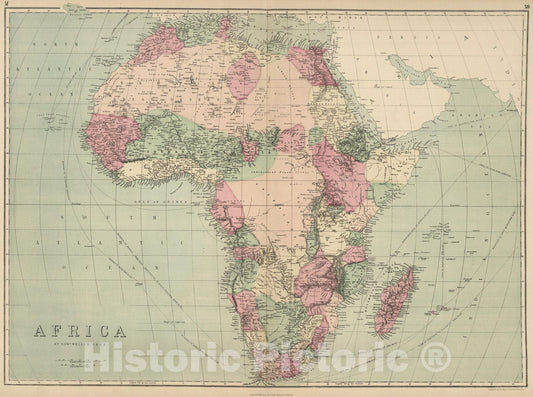 Historic Map : 1873 Africa. v1 - Vintage Wall Art