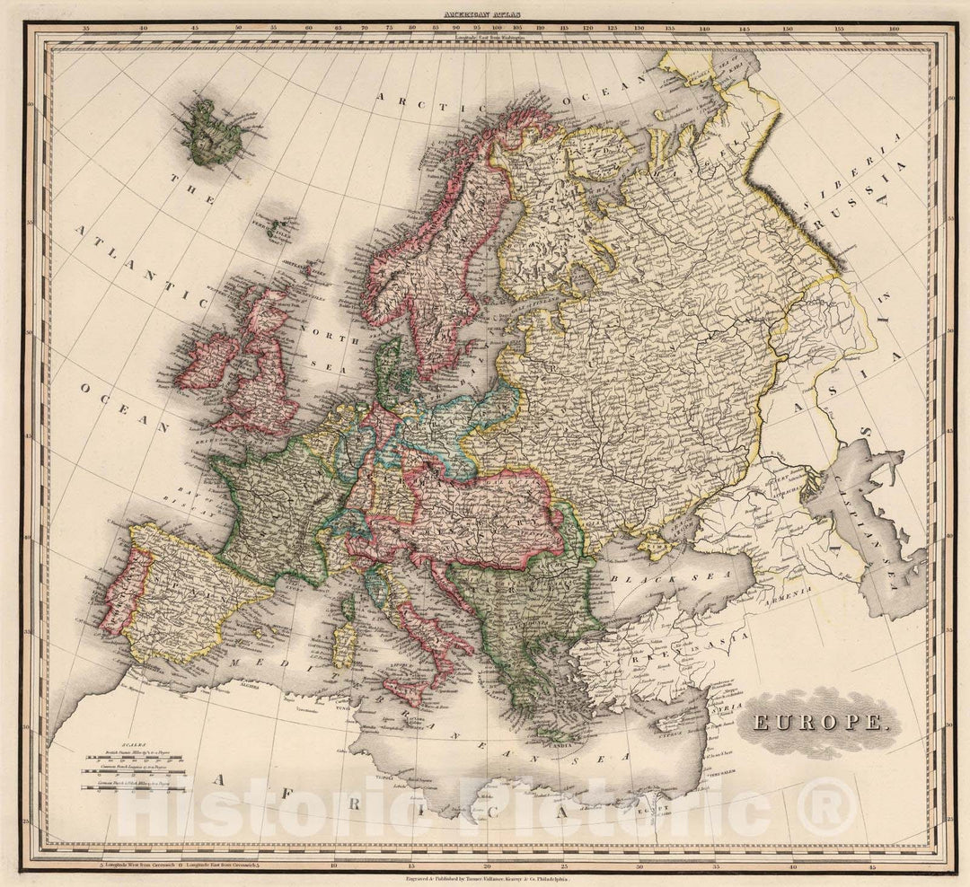 Historic Map : 1833 Europe. v2 - Vintage Wall Art