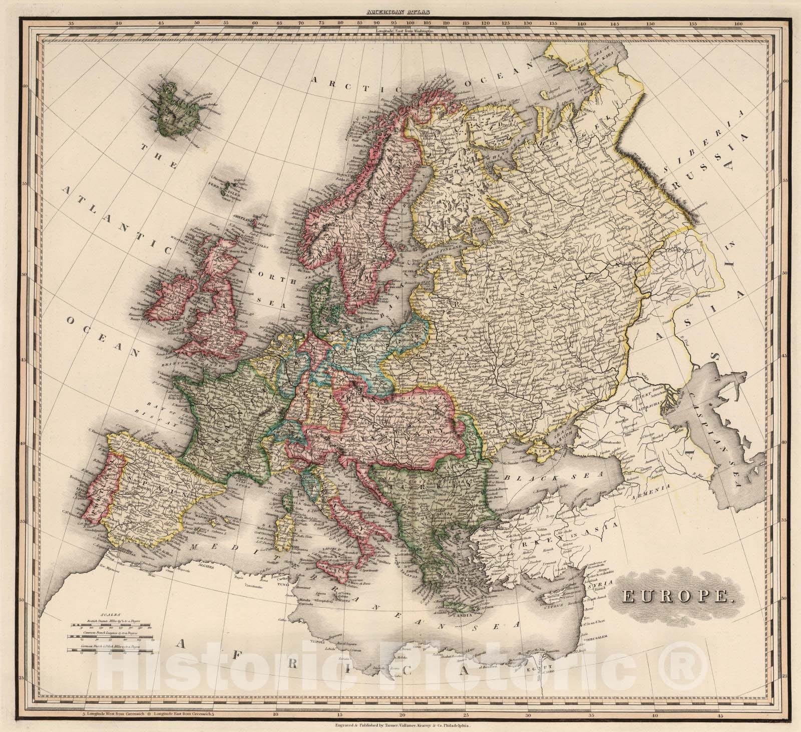 Historic Map : 1833 Europe. v2 - Vintage Wall Art