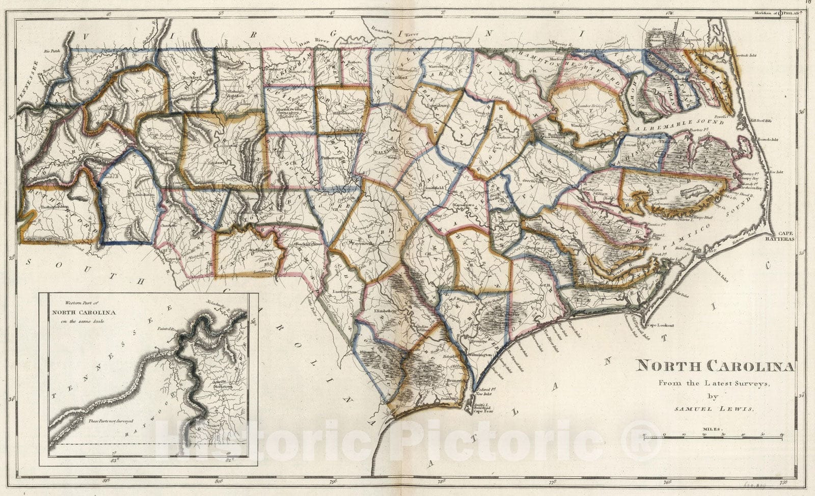 Historic Map : 1818 North Carolina. - Vintage Wall Art