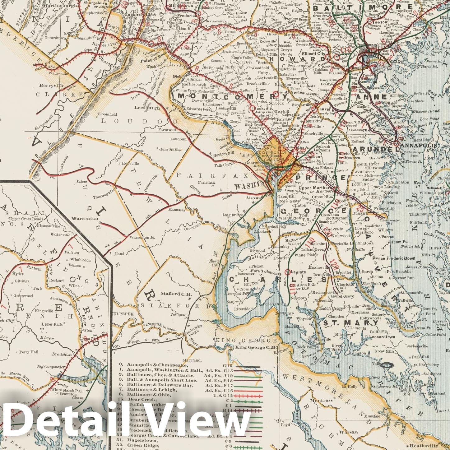 Maryland and Delaware - Railroad Map, 1901 - Historical Map Print