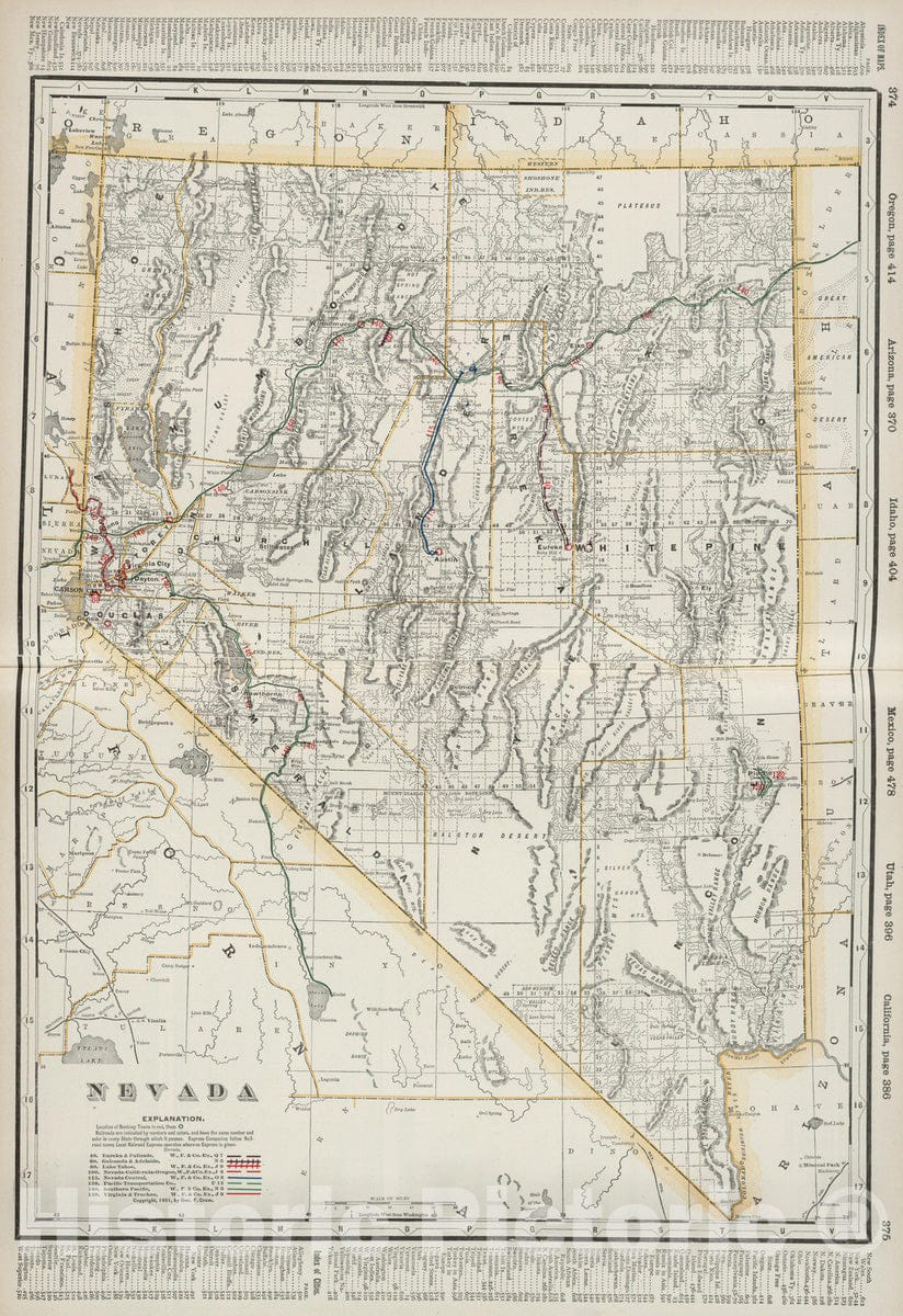 Historic Map : 1901 Nevada. - Vintage Wall Art