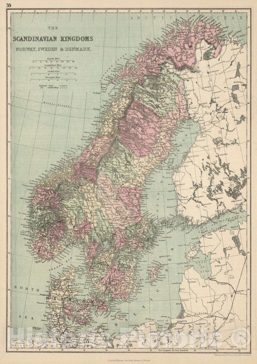 Scandinavia: Norway, Sweden, and Denmark - Pictorial Map, 1873