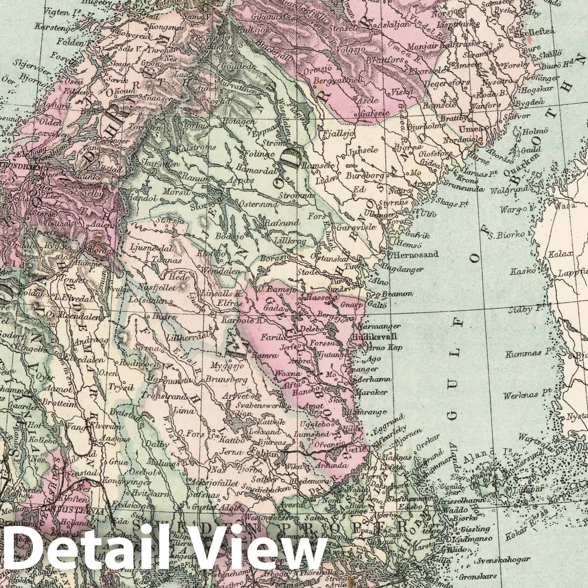 Scandinavia: Norway, Sweden, and Denmark - Pictorial Map, 1873