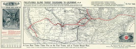 Historic Map : Timetable Map - 1896 Phillips Tourist Excursions. - Vintage Wall Art