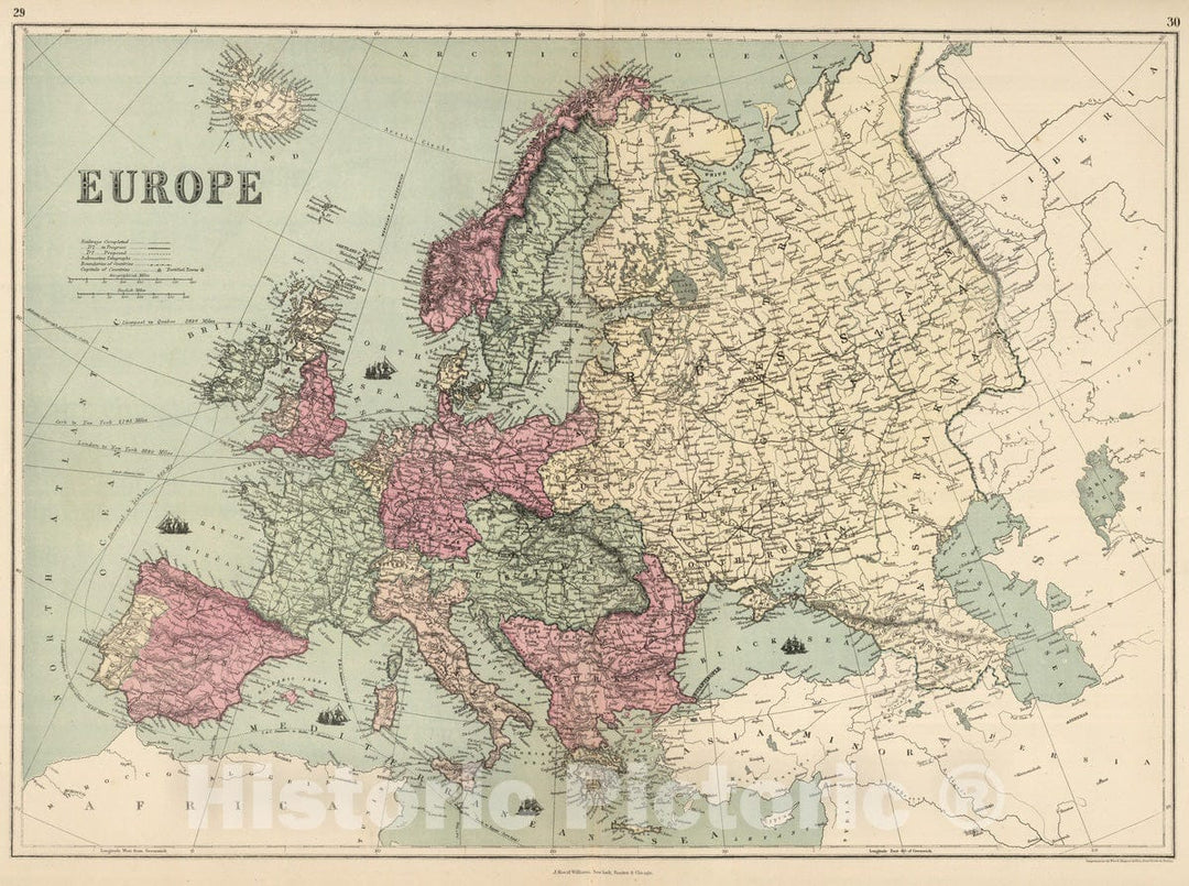 Historic Map : 1873 Europe. v2 - Vintage Wall Art