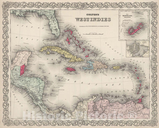 Historic Map : 1886 West Indies. v2 - Vintage Wall Art