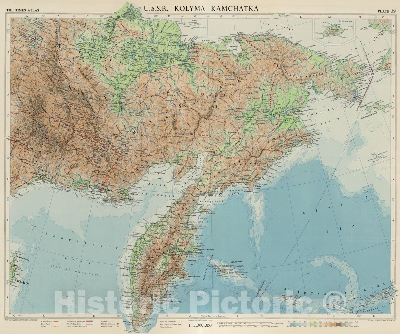 Historic Map : Russian, Kamchatka Peninsula (Russia) 1959 U.S.S.R. Kolyma, Kamchatka. Plate 39, V. II , Vintage Wall Art