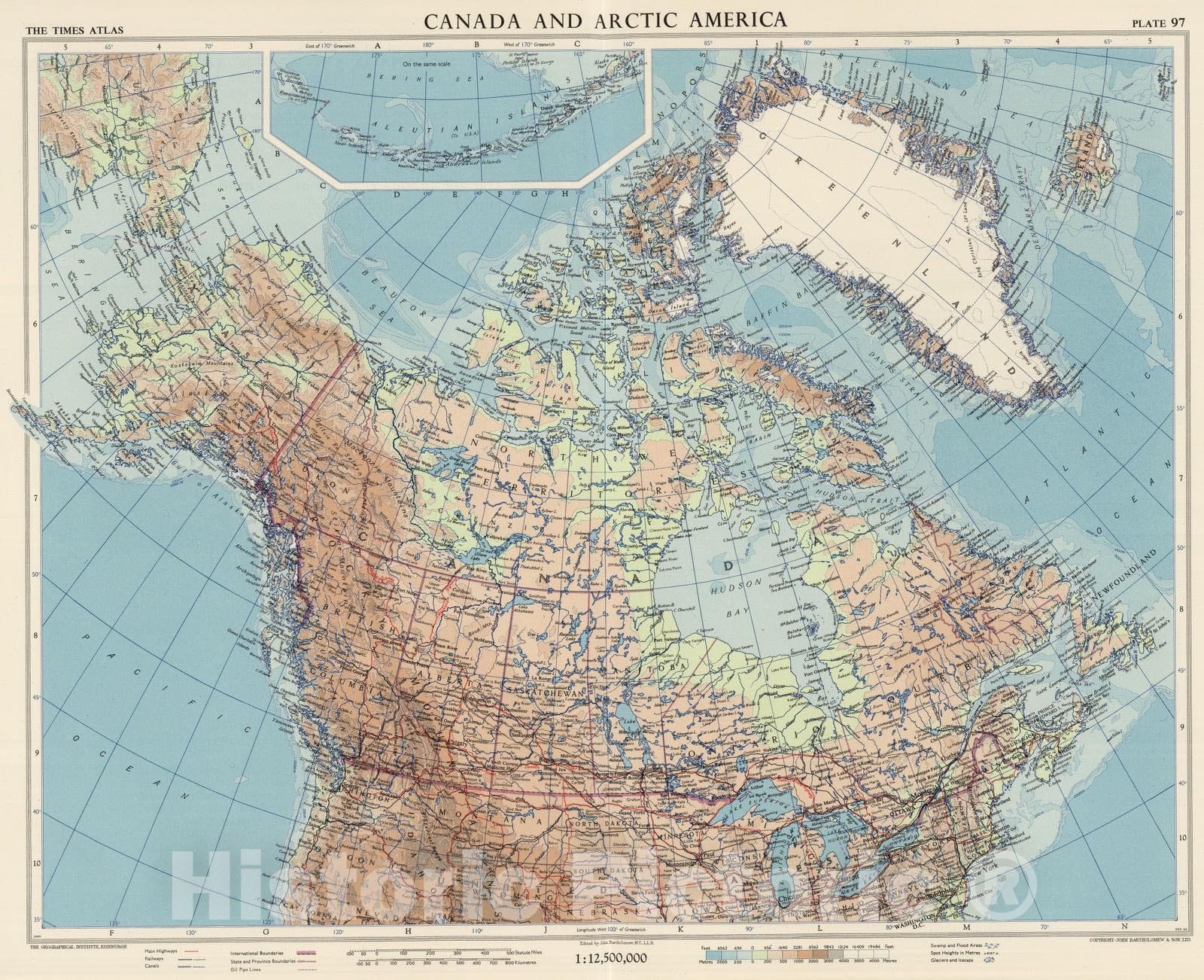 Historic Map : 1957 Canada and Arctic America, Plate 97, Vol. V - Vintage Wall Art