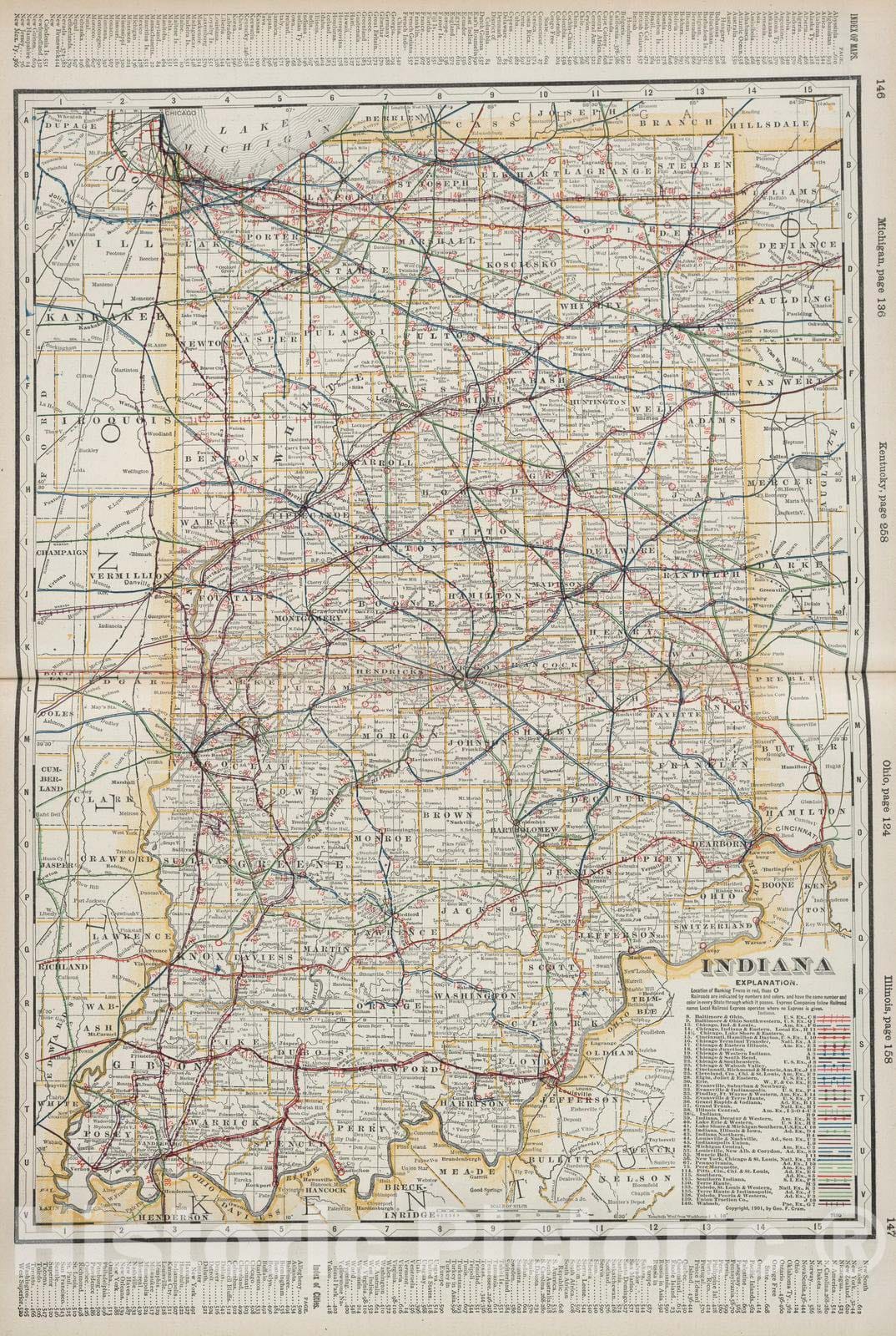 Historic Map : 1901 Indiana. - Vintage Wall Art