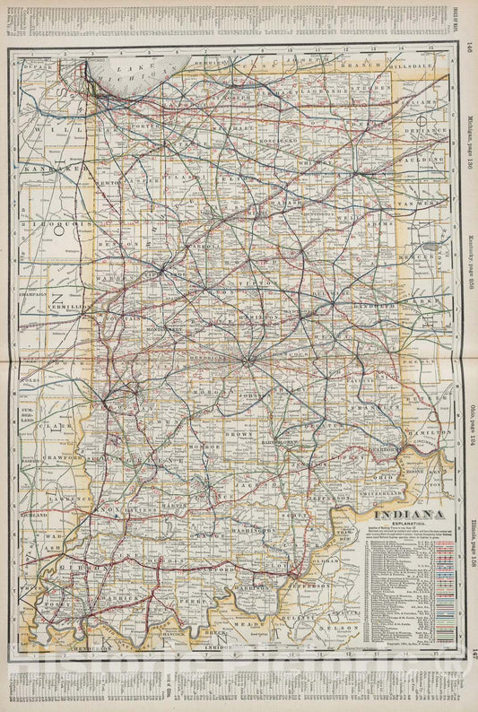 Historic Map : 1901 Indiana. - Vintage Wall Art