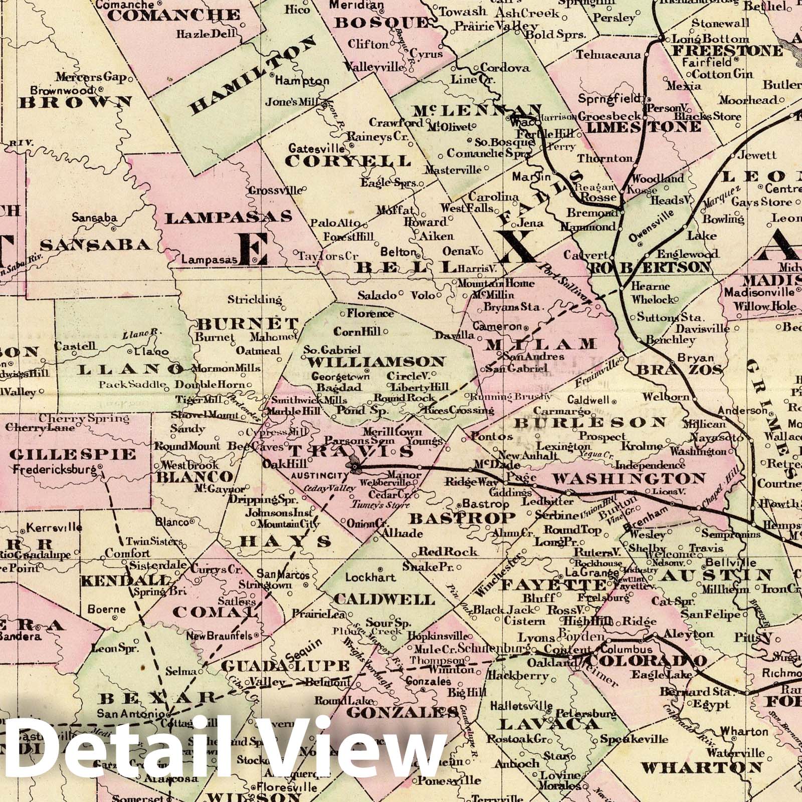 Texas - Railroad Map, 1875 - Cram's New Commercial Atlas