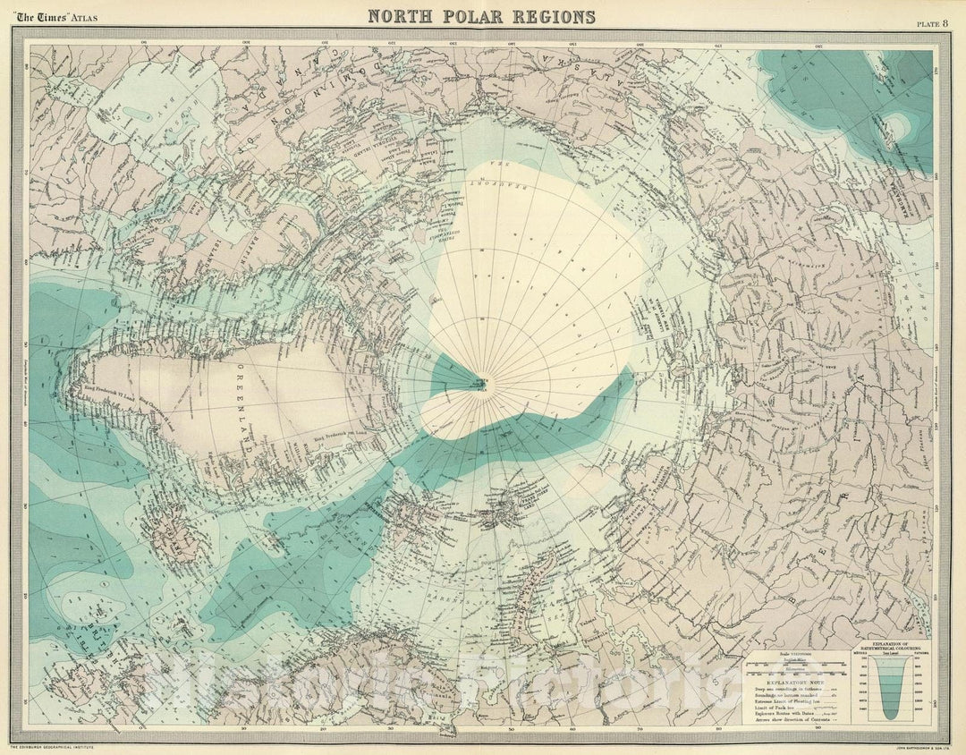 Historic Map : 1922 North Polar regions. - Vintage Wall Art