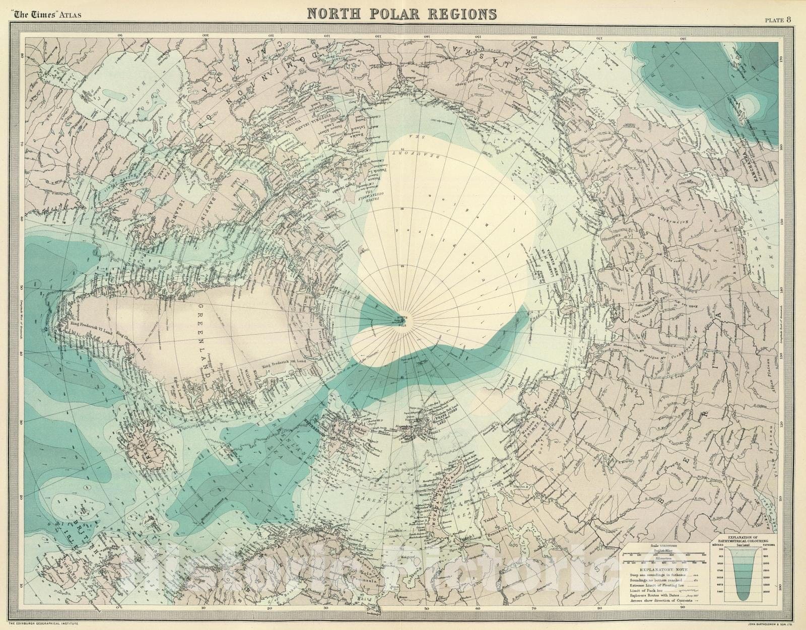 Historic Map : 1922 North Polar regions. - Vintage Wall Art