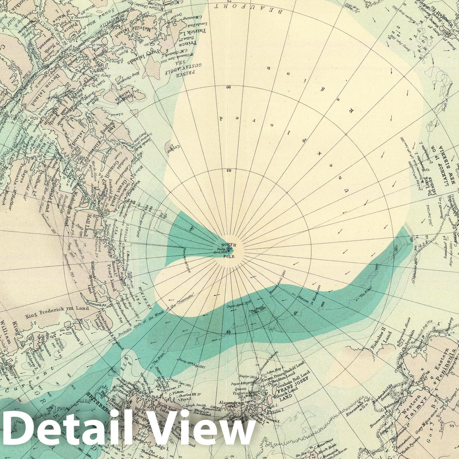 North Polar Regions - Nautical Chart, 1922 - Times Atlas Map Print