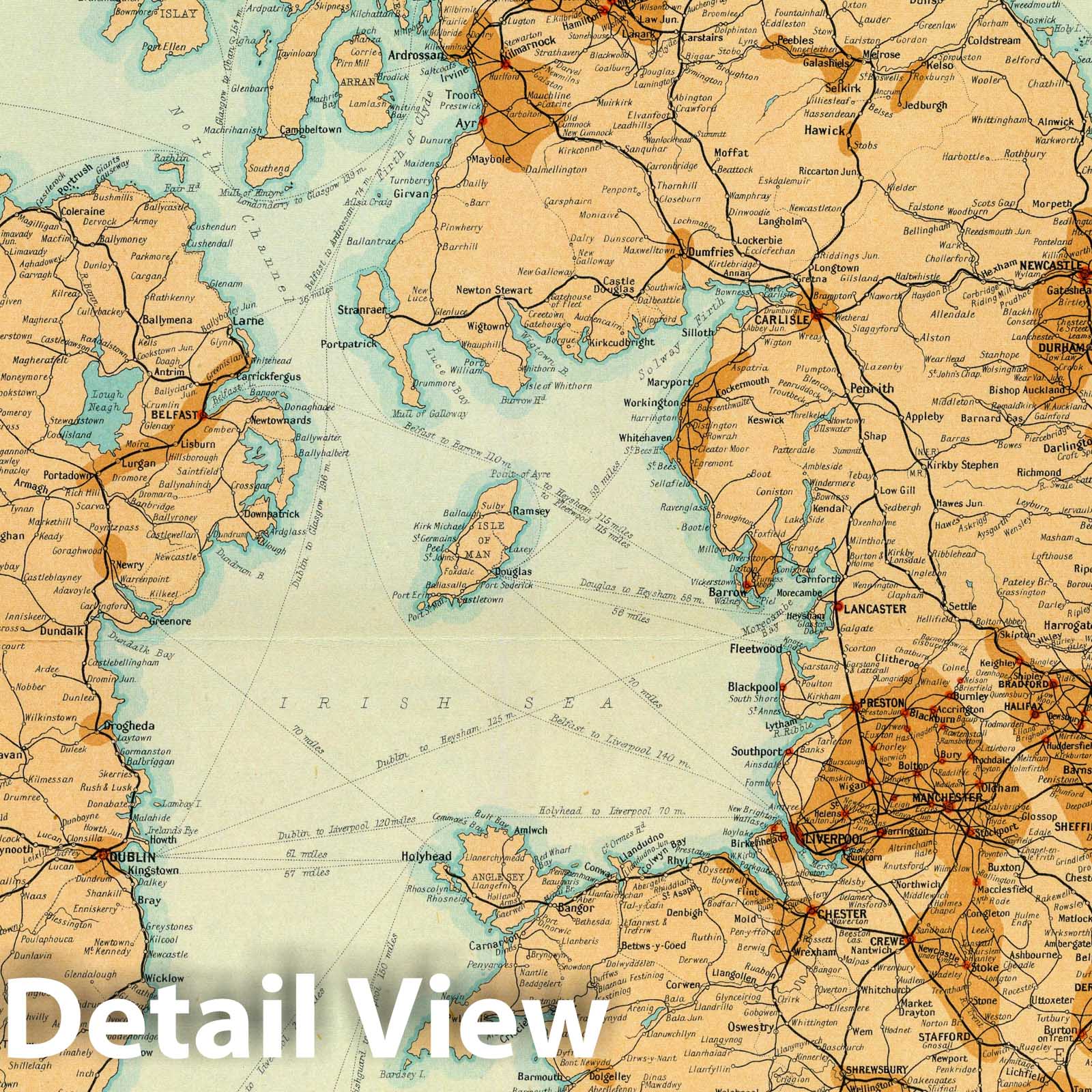 British Isles - Railroad Map, 1922 - Historical Map Print