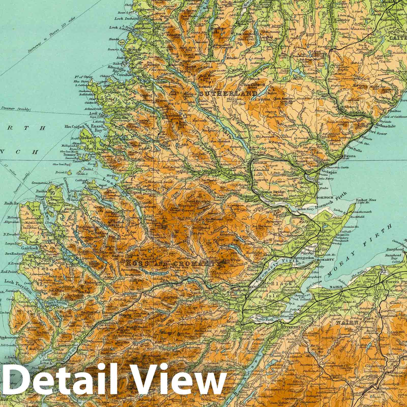 Scotland - Northern Section with Orkney and Shetland Islands, 1922 Map Print