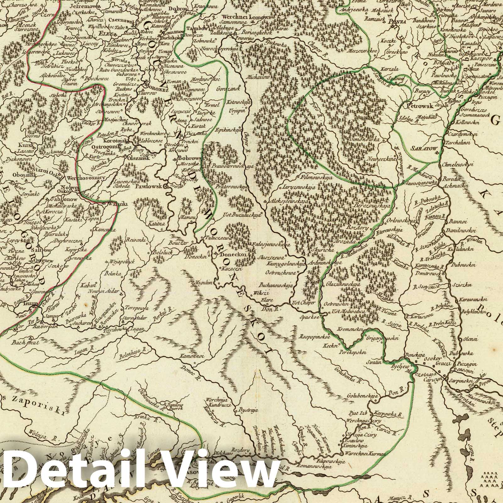 Southern European Russia - Postal Map, 1752 - Historical Map Print