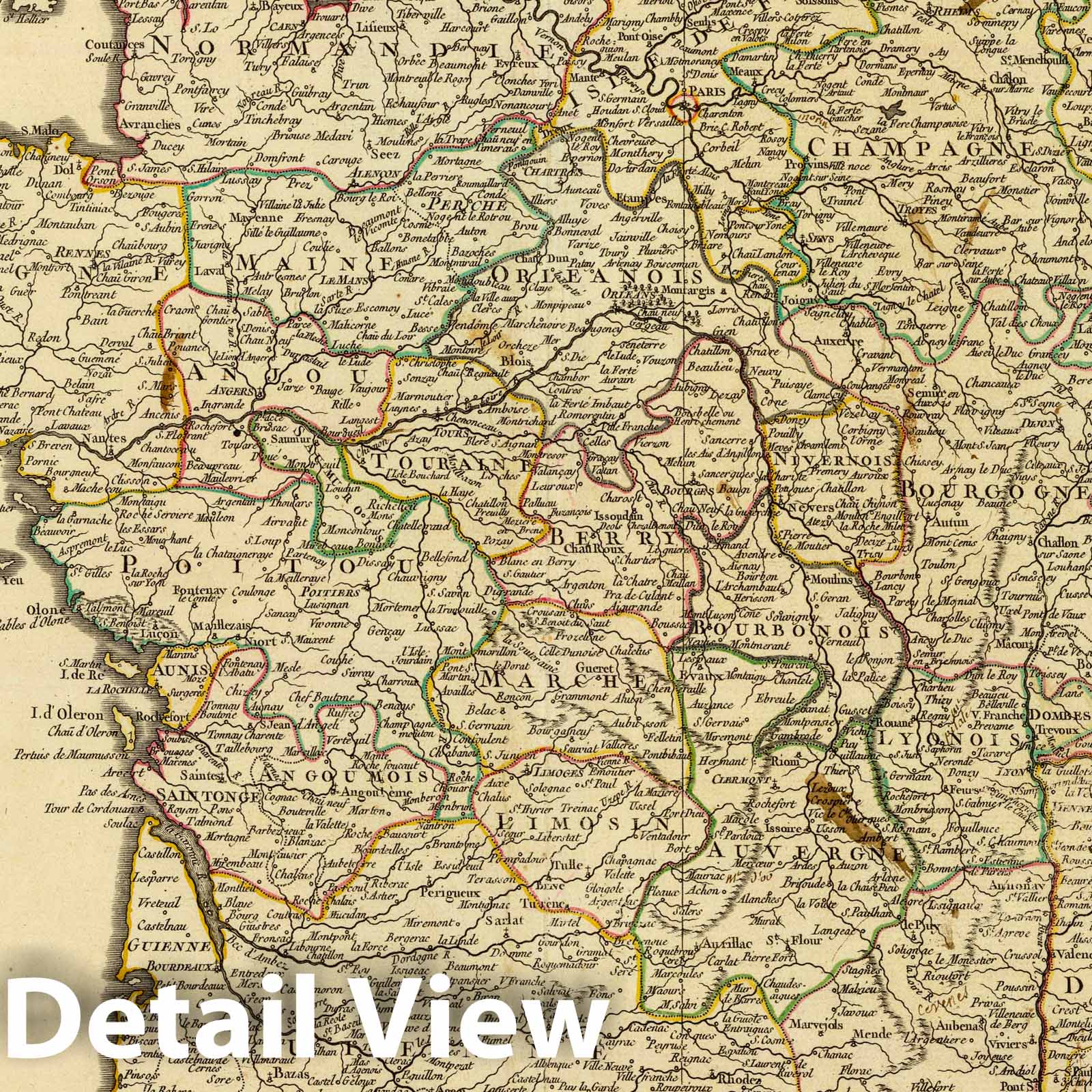 Historic Map : 1750 France. - Vintage Wall Art