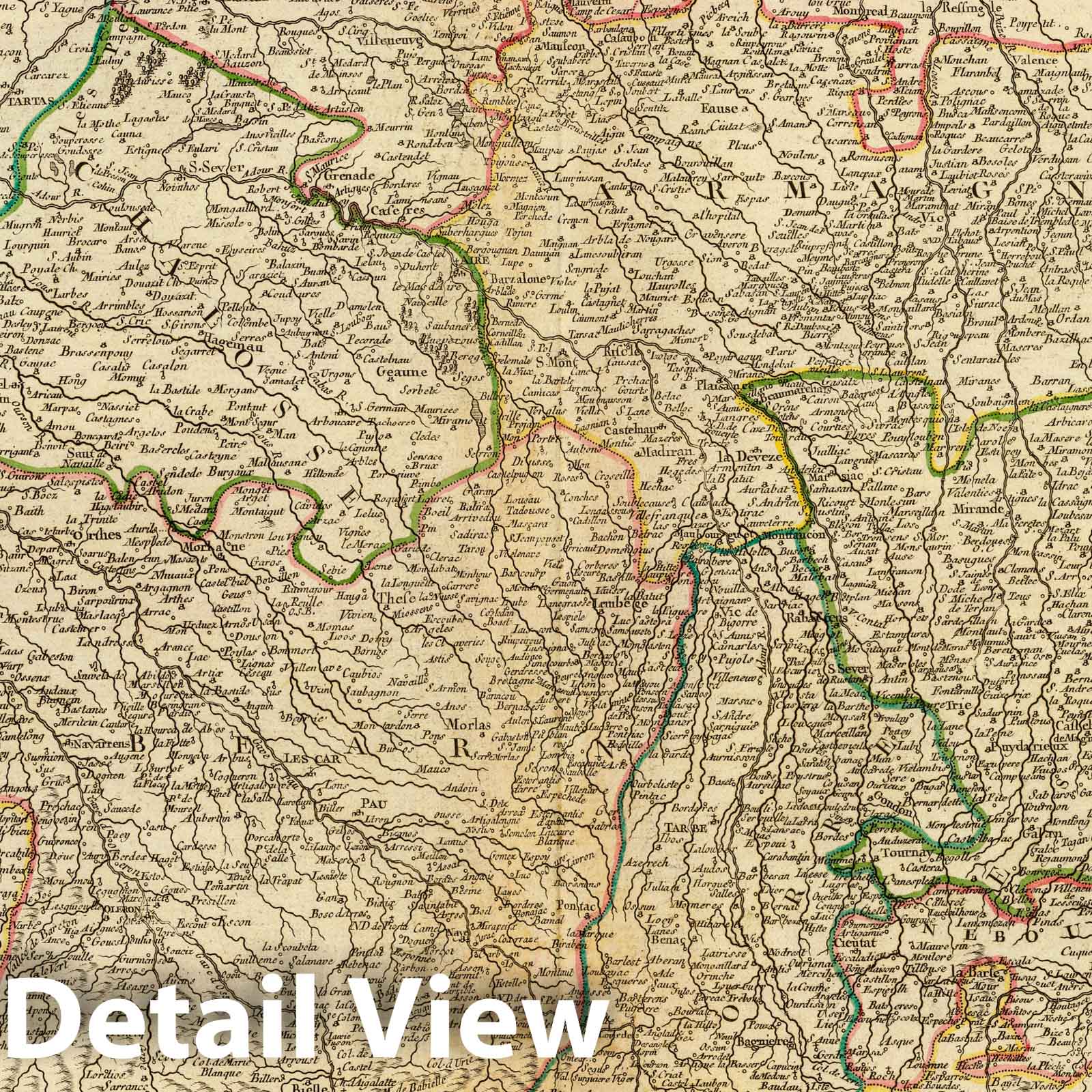Southern Guienne, France - Postal Map, 1753 - Historical Map Reproduction