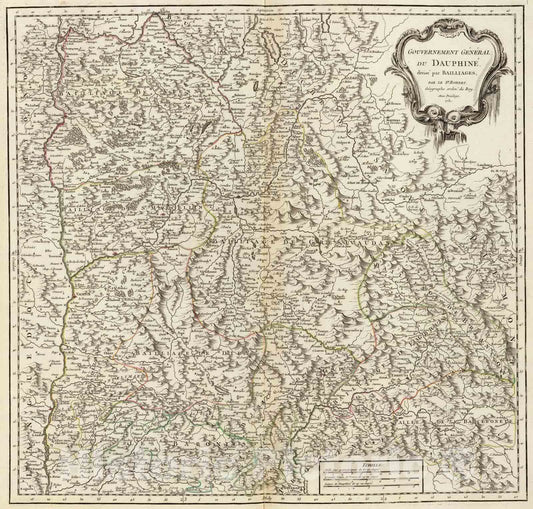 Historic Map : France, 1754 Dauphine. , Vintage Wall Art