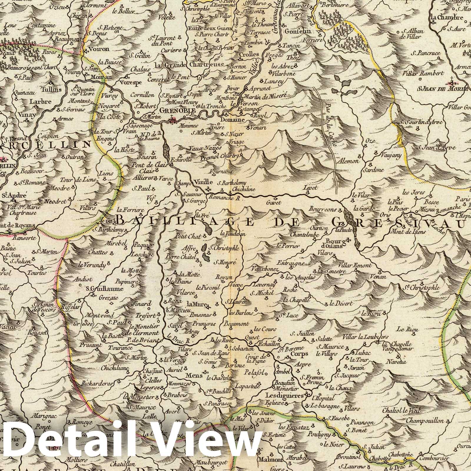 Dauphine, France - Postal Map, 1754 - Historical Map Print