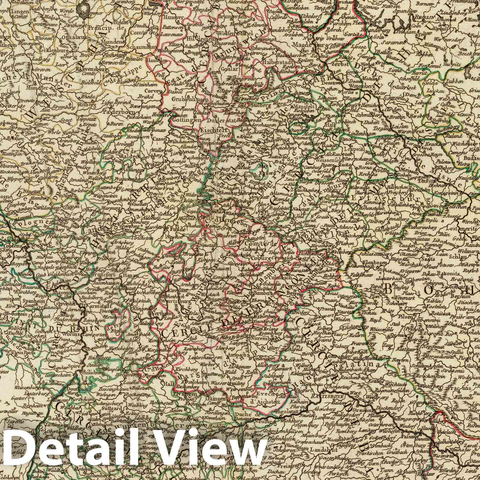 Germany - Postal Map, 1756 - Historical Map Print by Robert de Vaugondy