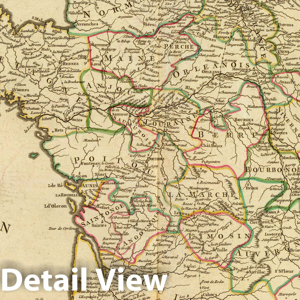 Historic Map : France, , Europe 1758 France postes. , Vintage Wall Art