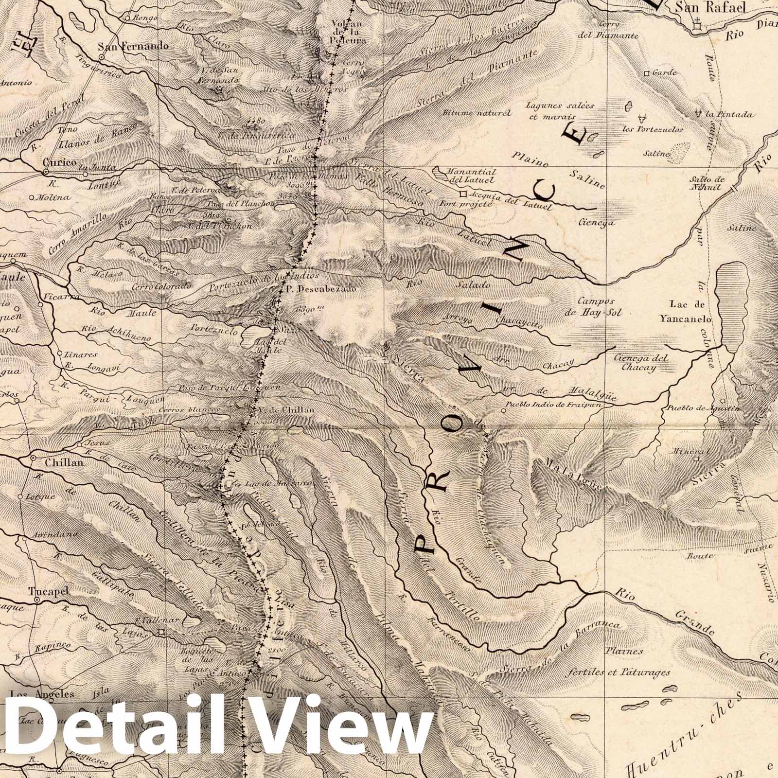 Mendoza, Araucania, and Chile 1873 Historical Map Print