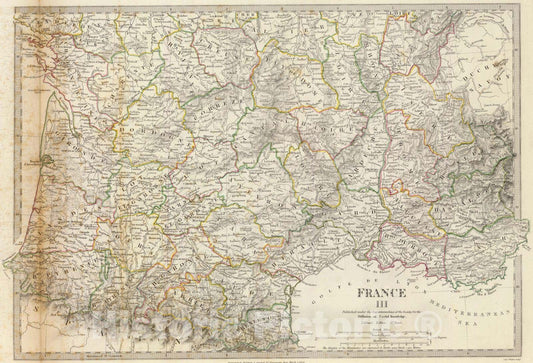 Historic Map : France, 1838 France II. , Vintage Wall Art