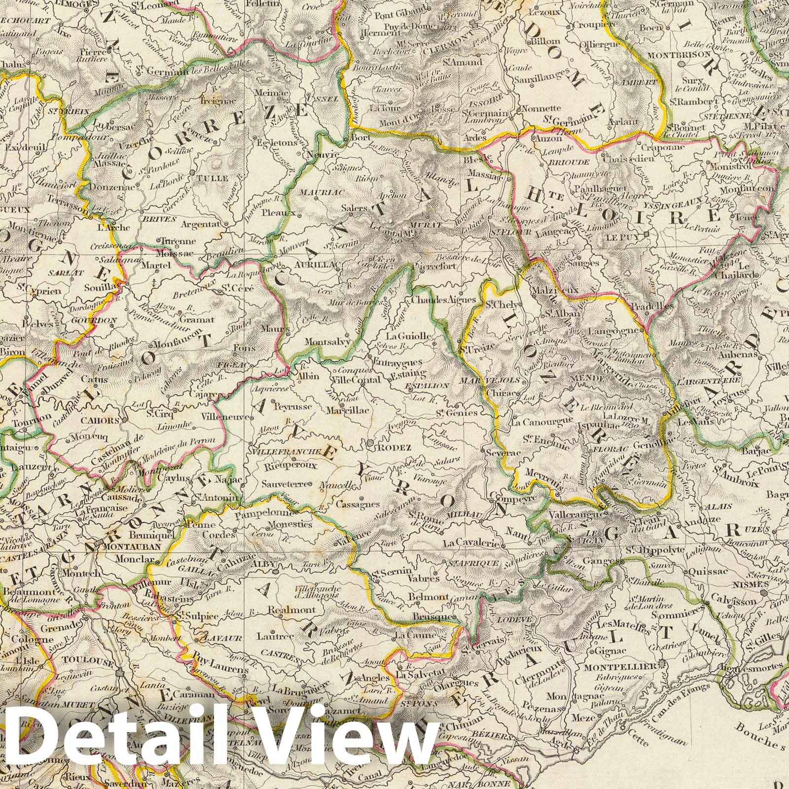Southern France - Geologic Map, 1838 - Historical Map Reproduction